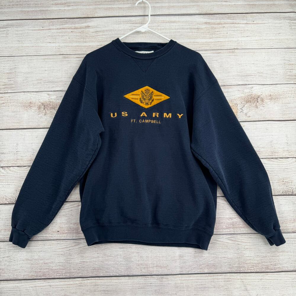 Vintage M.J. Soffe US Army Ft. Campbell Embroidered Crewneck Sweatshirt L Blue